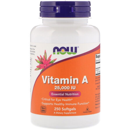 Now Foods, Vitamina A, 25.000 UI, 250 cápsulas Softgel