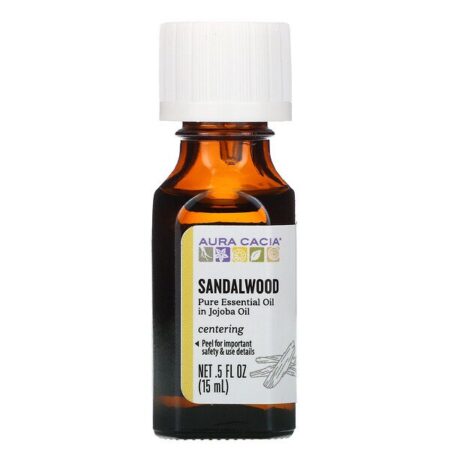 Aura Cacia, Óleo Essencial Puro, Sândalo, 15 ml (0,5 fl oz)