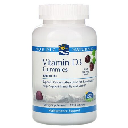 Nordic Naturals, Vitamina D3, Frutas Silvestres, 1000 UI, 120 Balas de Goma