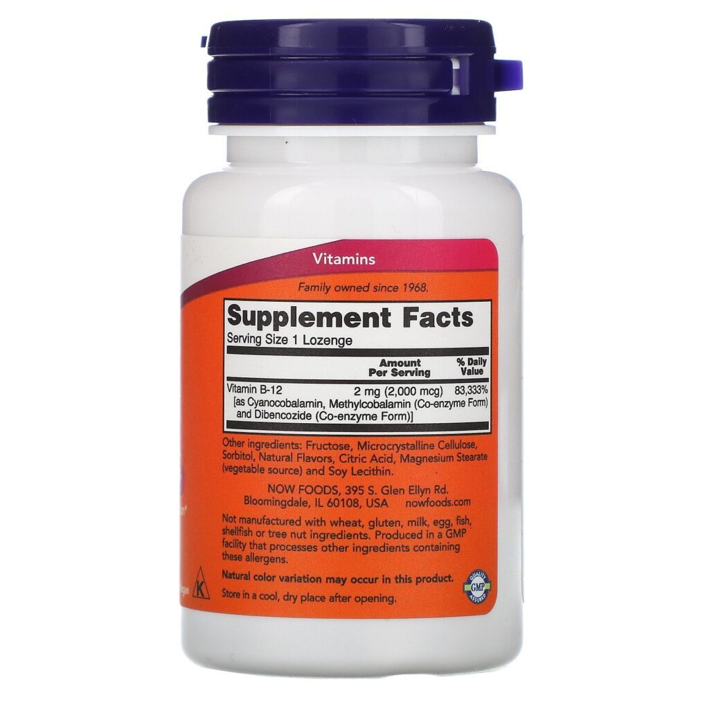 Now Foods, B-12, 2,000 mcg, 100 Pastilhas - Imagem 2