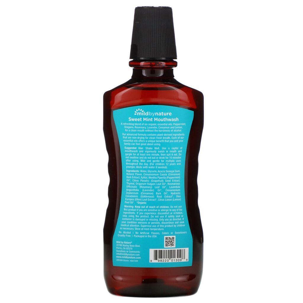 Mild By Nature, Enxaguante Bucal, Feito com Óleo de Hortelã-Pimenta, Hálito Fresco e Duradouro, Hortelã Doce, 470 ml (16 fl oz) - Imagem 2