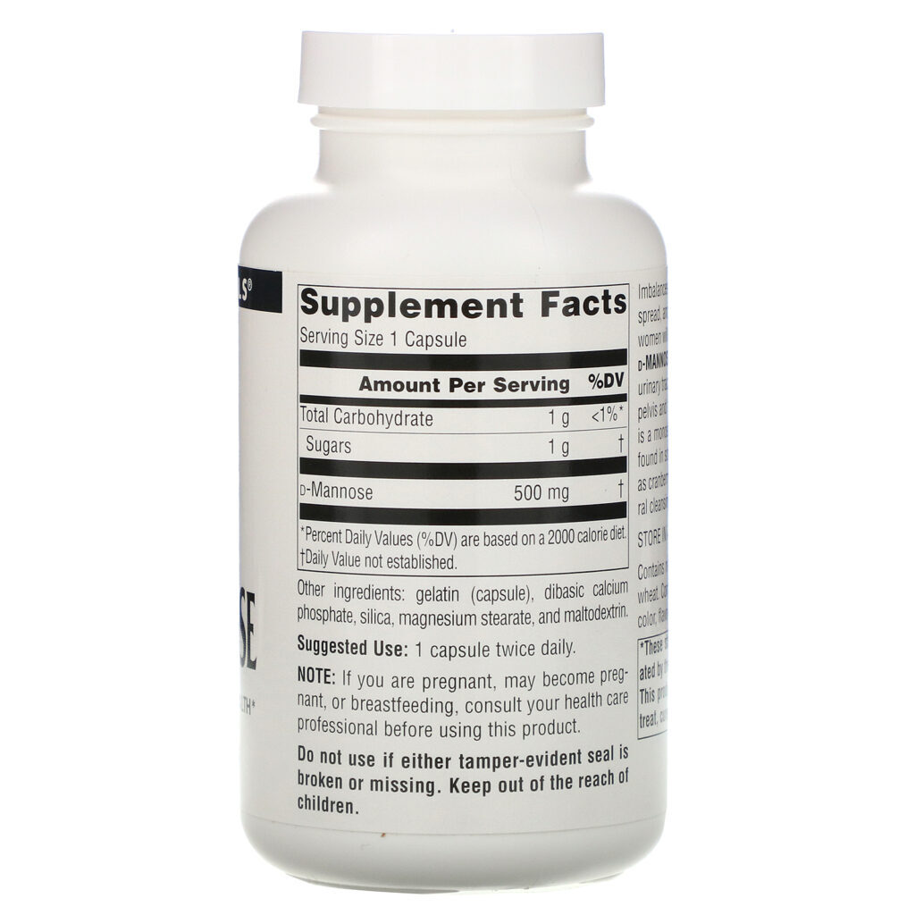 Source Naturals, D-Manose, 500 mg, 120 Comprimidos - Imagem 2