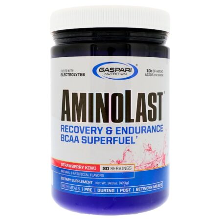 Gaspari Nutrition, Superalimento de Aminoácidos Ramificados Para Recuperação e Durabilidade Aminolast, Morango e Kiwi, 420g