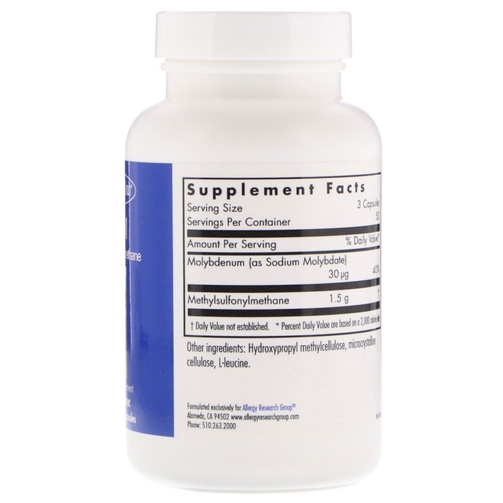 Allergy Research Group, MSM Methylsulfonylmethane, 150 Vegetarian Capsules - Imagem 2