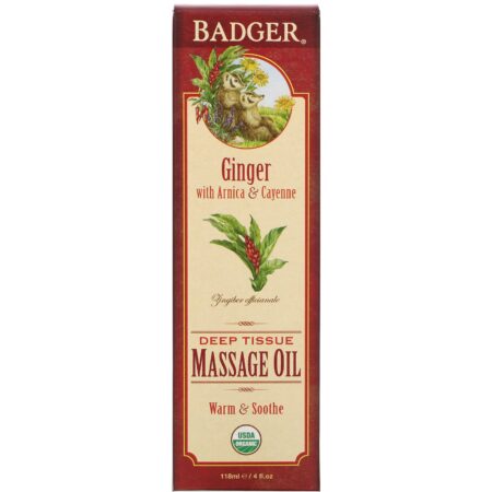 Badger Company, Deep Tissue Massage Oil, Ginger with Arnica & Cayenne, 4 fl oz (118 ml) - Image 2