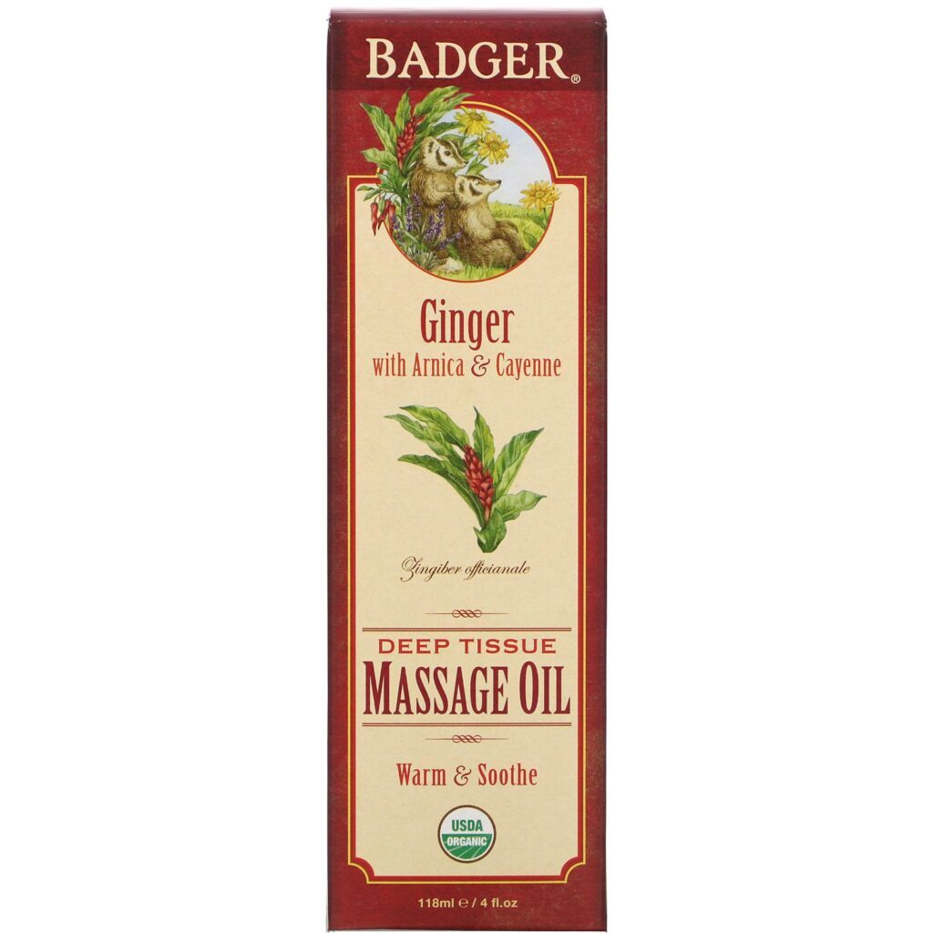 Badger Company, Deep Tissue Massage Oil, Ginger with Arnica & Cayenne, 4 fl oz (118 ml) - Imagem 2