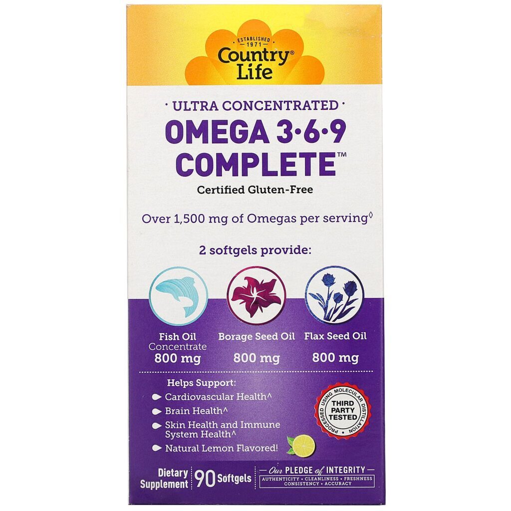 Country Life, Ultra Concentrated Omega 3-6-9 Complete. Natural Lemon, 90 Softgels - Imagem 2