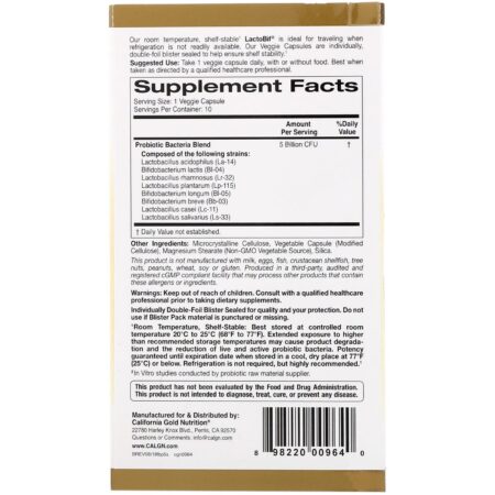 California Gold Nutrition, Probióticos LactoBif, 5 Bilhões de UFCs, 10 Cápsulas Vegetais - Image 2