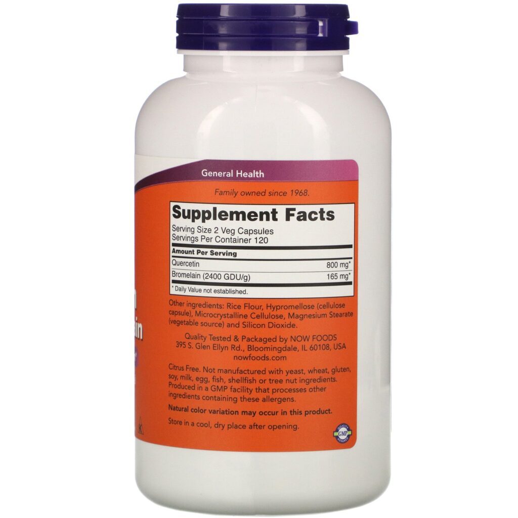 Now Foods, Quercetina com Bromelina, 240 Cápsulas Vegetais - Imagem 2