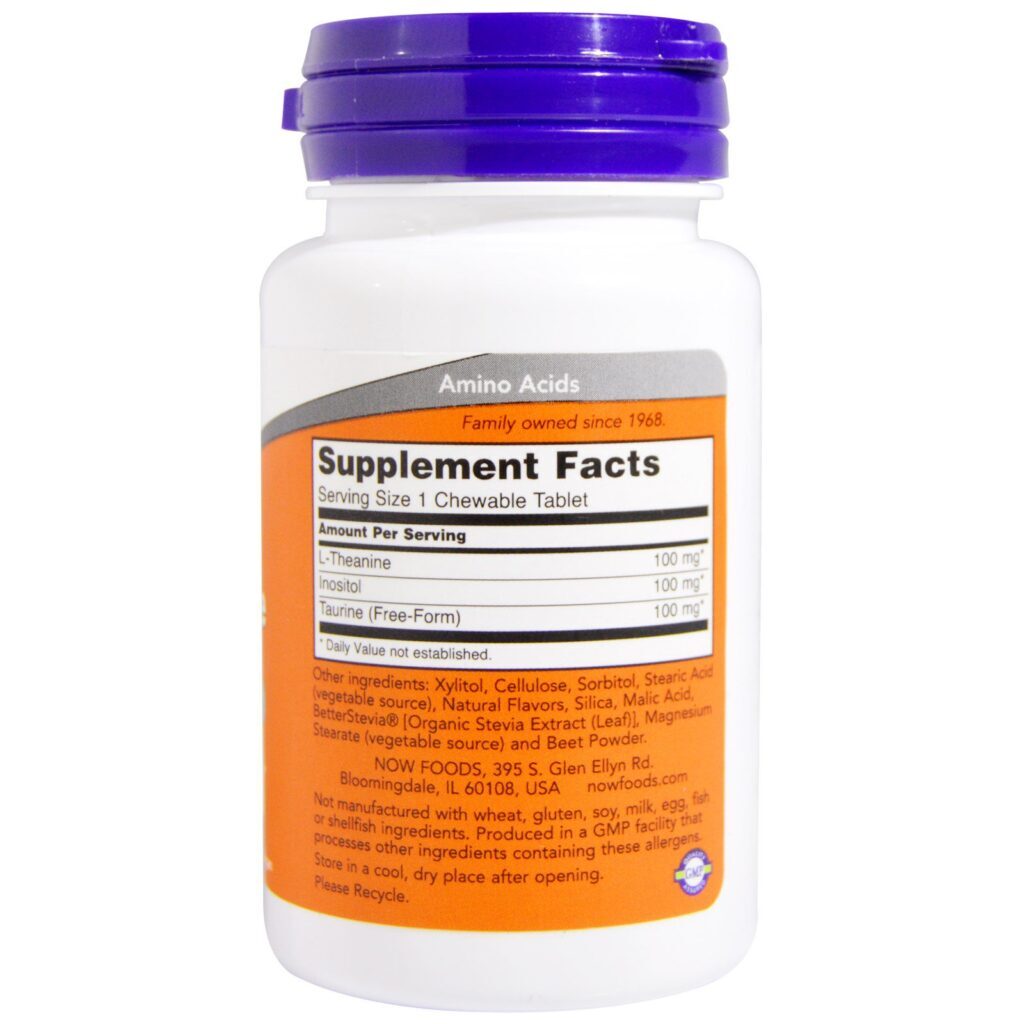 Now Foods, L-Teanina, 100 mg, 90 Wafers - Imagem 2
