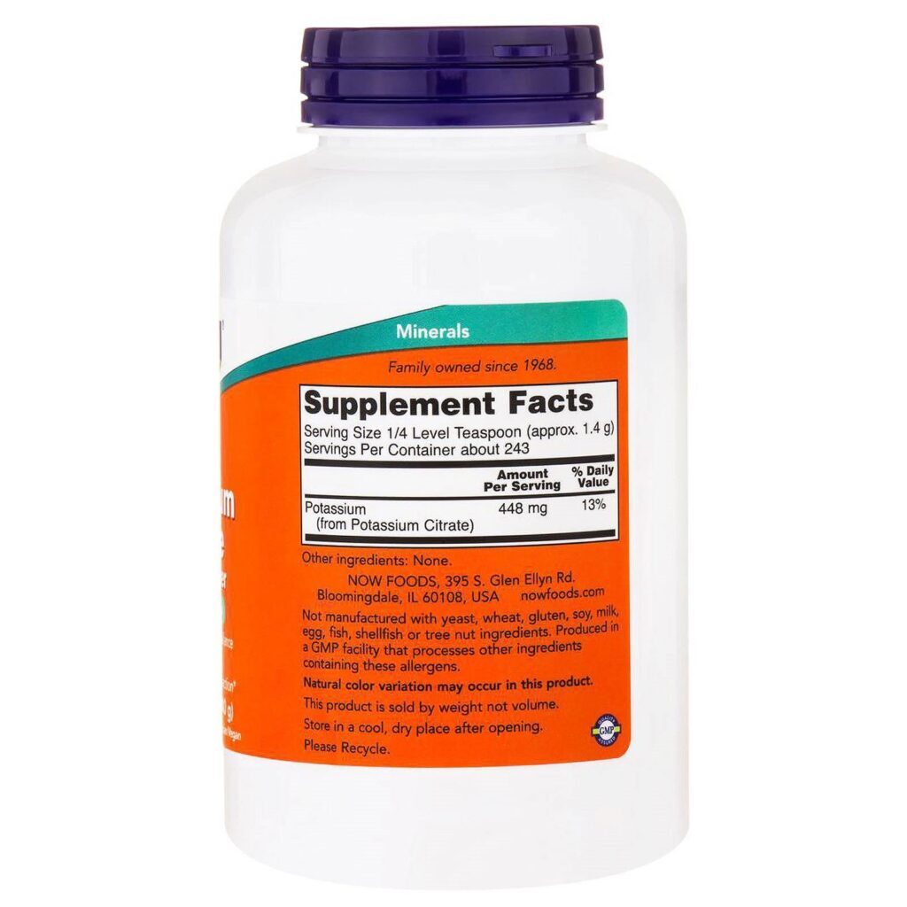 Now Foods, Citrato de Potássio Natural Em Pó, 340mg - Imagem 2