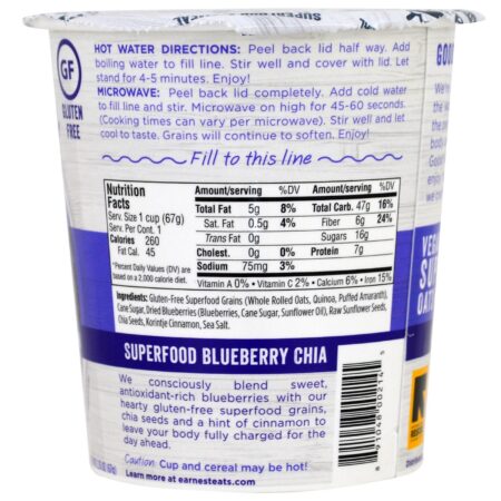 Earnest Eats, Superalimento de aveia em copo, Blueberry + Chia + Canela, Superalimento com Blueberry e Chia, 2.35 oz (67 g) - Image 2