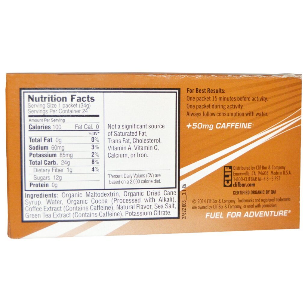 Clif Bar, Clif Shot Gel Energético, Mocha, +50 mg Cafeína, 24 Pacotes, 1,20 oz (34 g) Cada - Imagem 2