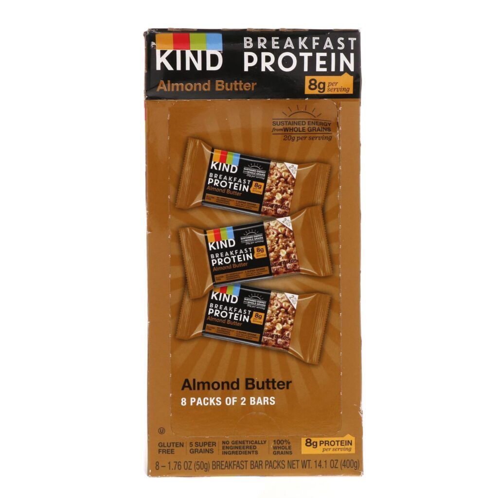 KIND Bars, Breakfast Protein, Almond Butter, 8 Pack of 2 Bars, 1.76 oz (50 g) Each - Imagem 2
