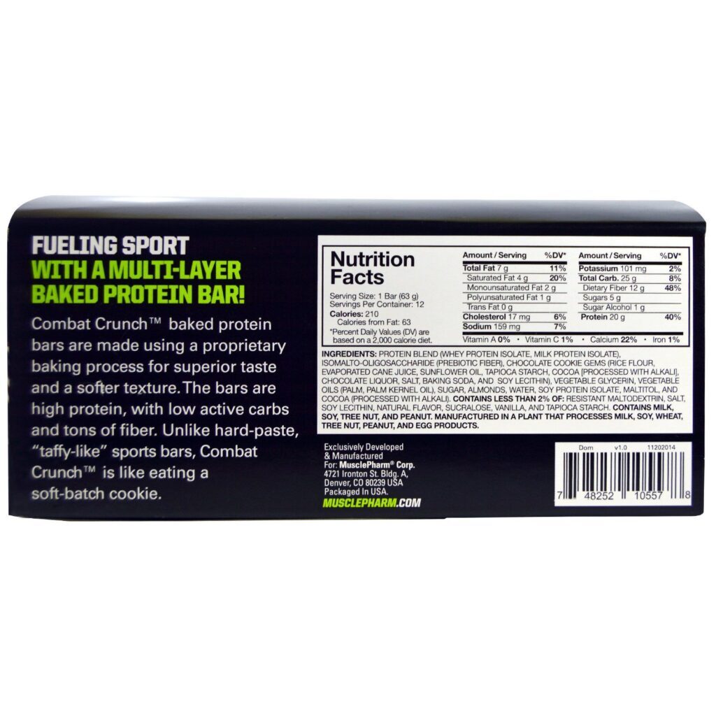 MusclePharm, Combat Crunch, Cookies 'N' Cream, 12 Barras, 63 g (2,22 onças) Cada - Imagem 3