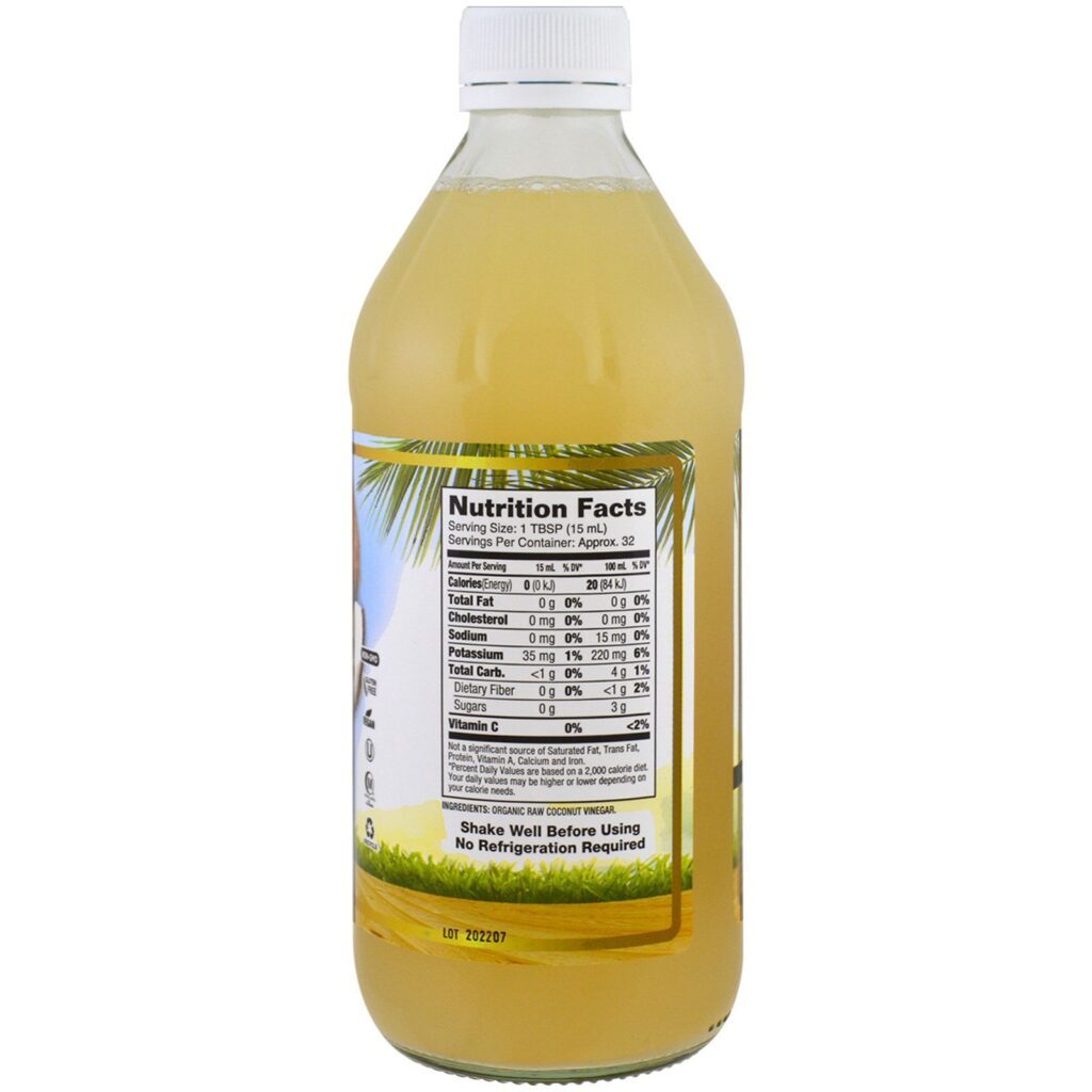 Dynamic Health Laboratories, Organic Coconut Vinegar with Mother, 100% Raw Vinegar, 16 fl oz (473 ml) - Imagem 2