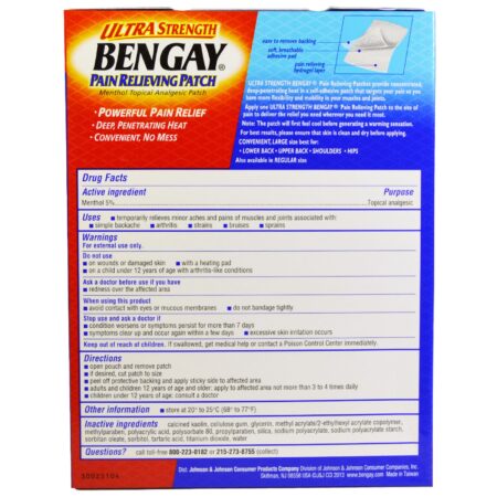 Bengay, Adesivo de Ultra Potência para Alívio da Dor, Tamanho Grande, 4 Adesivos, 10 cm x 20 cm - Image 2