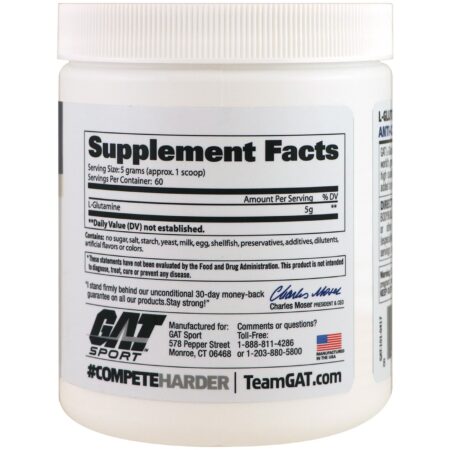 GAT, L-Glutamina, Sem Sabor, 10,58 oz (300 g) - Image 2