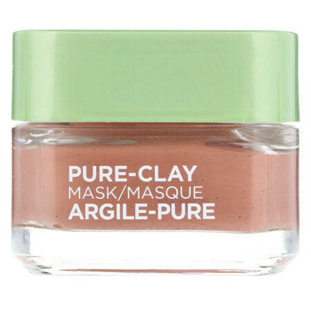 L'Oreal, Máscara Pure-Clay, esfolia e refina os poros, 3 tipos de argila Pure Clay + alga vermelha, 48 g