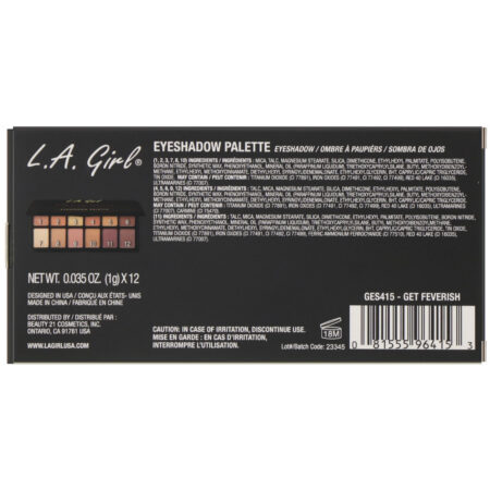 L.A. Girl, Paleta de sombra, Get Feverish, 1 g cada - Image 3