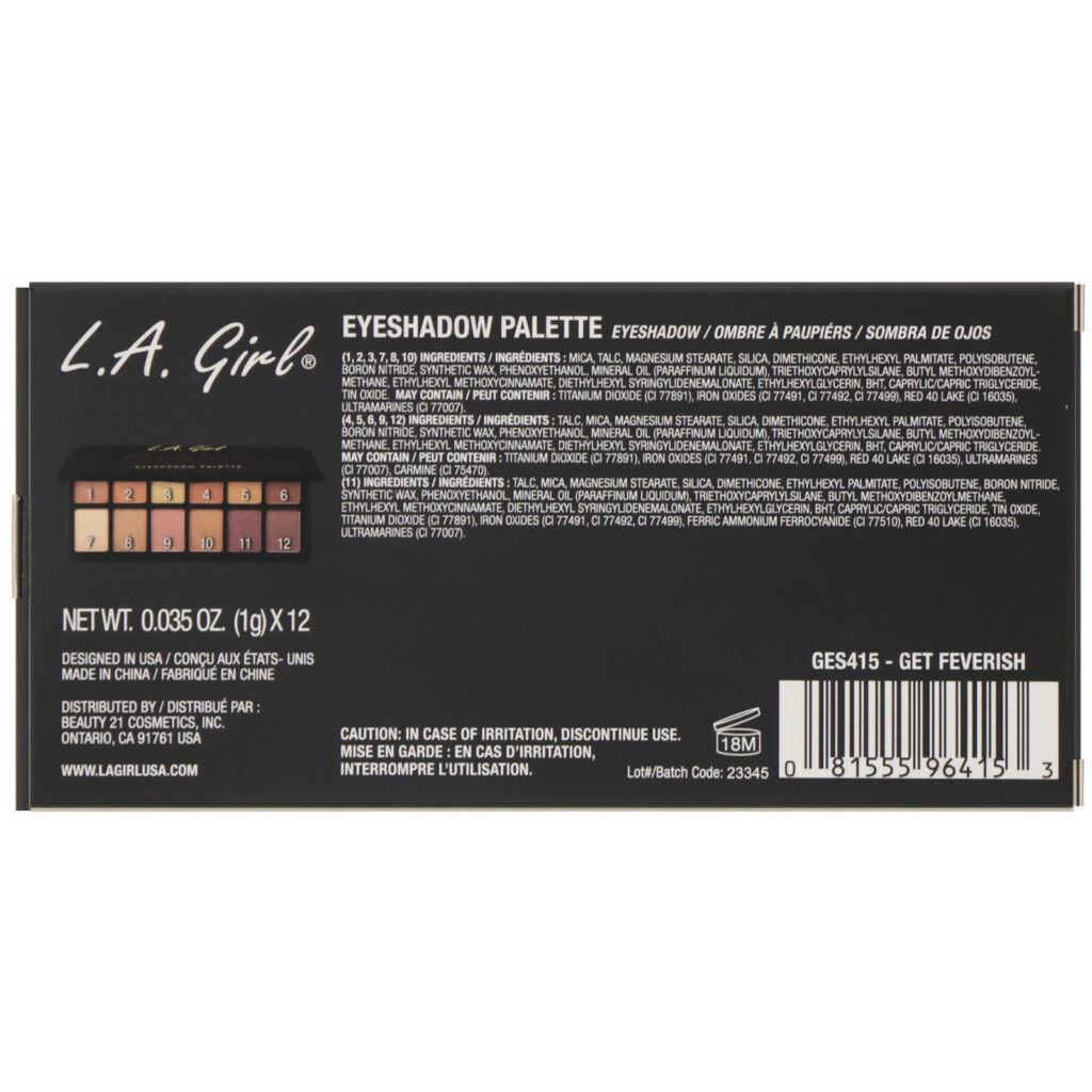 L.A. Girl, Paleta de sombra, Get Feverish, 1 g cada - Imagem 3