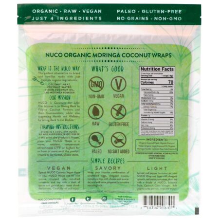 NUCO, Wraps de Coco Orgânico, Moringa, 5 Wraps (14 g) Cada - Image 2