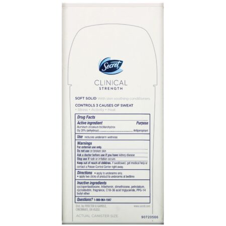 Secret, Clinical Strength, Antiperspirant/Deodorant, Soft Solid, Sport Fresh, 2.6 oz (73 g) - Image 3