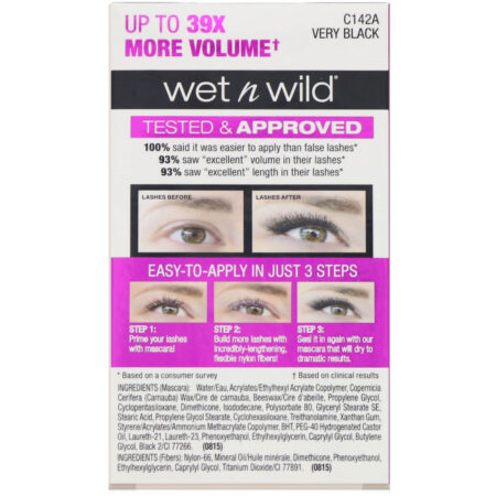 Wet n Wild, Rímel Lash-O-Matic + Kit de Extensão de Fibra, Preto intenso, 11 ml - Image 3