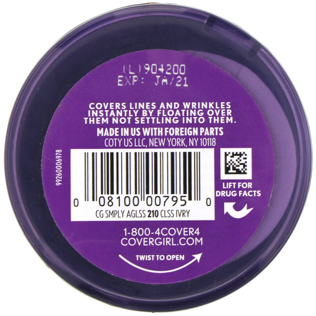 Covergirl, Base Olay Simply Ageless, 210 Marfim clássico, 12 g - Imagem 3