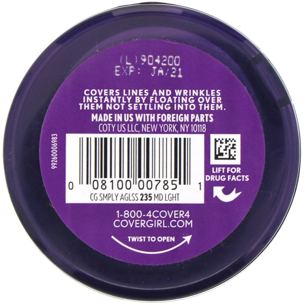 Covergirl, Base Olay Simply Ageless, 235 Média clara, 12 g - Imagem 3