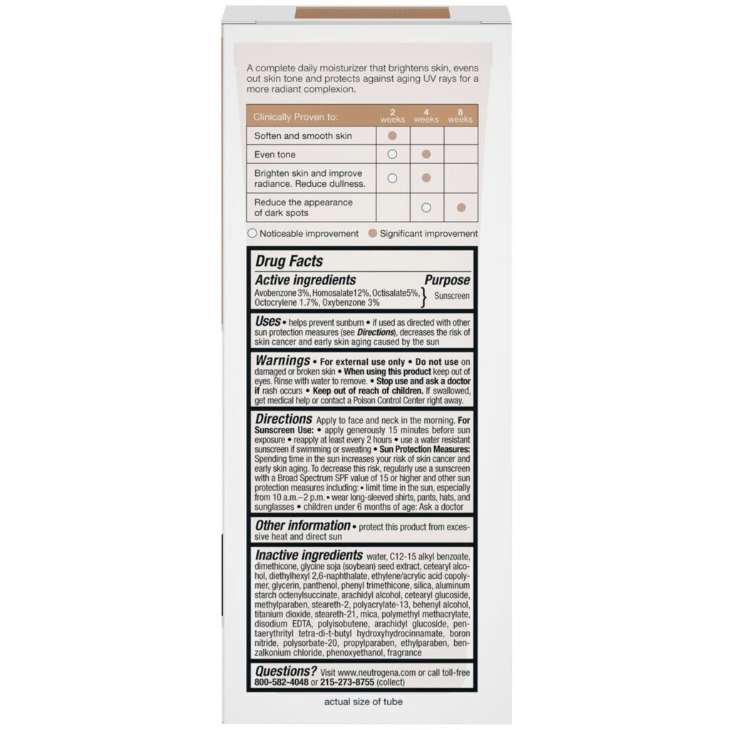 Neutrogena, Visibly Even ('Visivelmente uniforme'), hidratante diário com protetor solar, FPS 30, 1,7 fl oz (50 ml) - Imagem 3