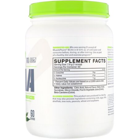 MusclePharm, Essentials, BCAA, Lemon Lime, 1.03 lb (468 g) - Image 2