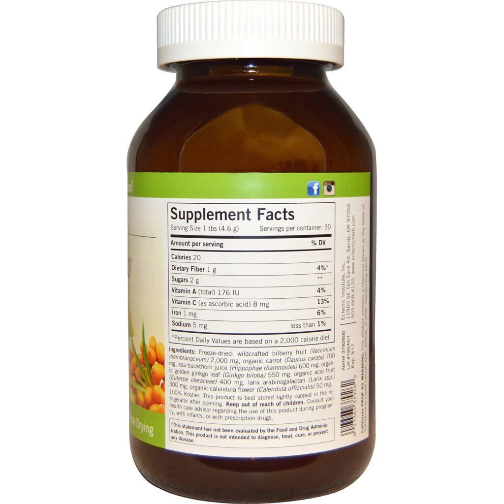 Eclectic Institute, Eye Food, Alimento Integral em Pó, 4,9 oz (138 g) - Imagem 2