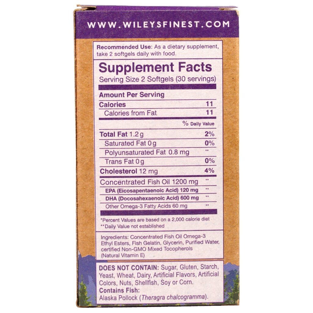 Wiley's Finest, Óleo de Peixe Wild Alaskan, DHA pré-natal, 600mg, 60 cápsulas - Imagem 2