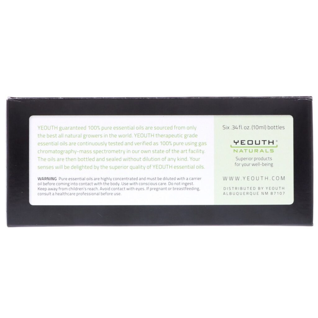 Yeouth, Óleo Essencial de Grau Terapêutico, Embalagem de Início de Tratamento, Embalagem com 6, 0,34 fl oz (10 ml) Cada - Imagem 3