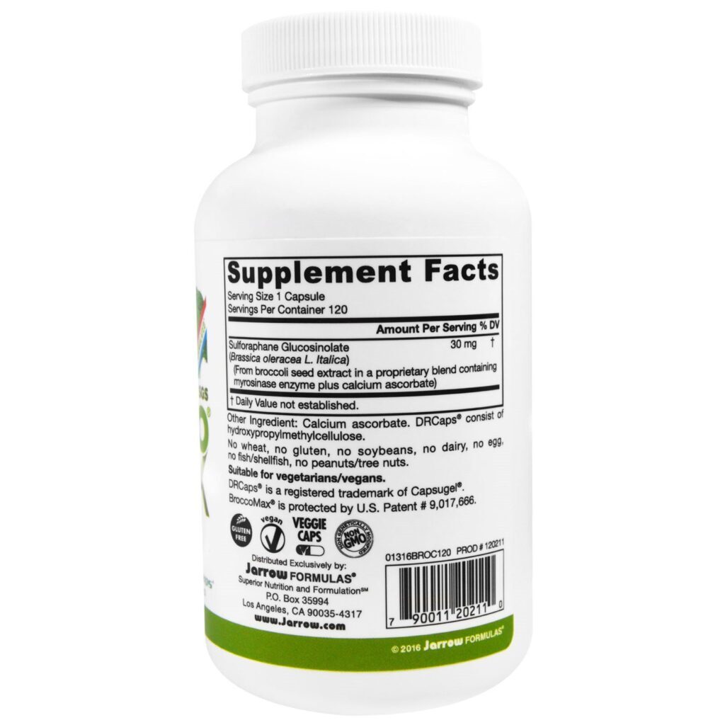 Jarrow Formulas, BroccoMax, SGS Ativado por Mirosinase, 120 Cápsulas Vegetais. - Imagem 2