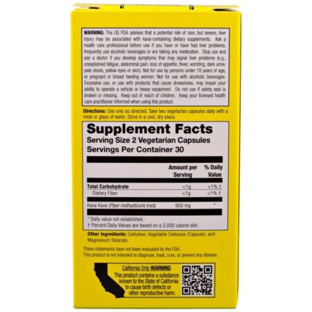 Natural Balance, Kava Kava White Root, 450 mg, 60 Vegetarian Capsules - Imagem 2