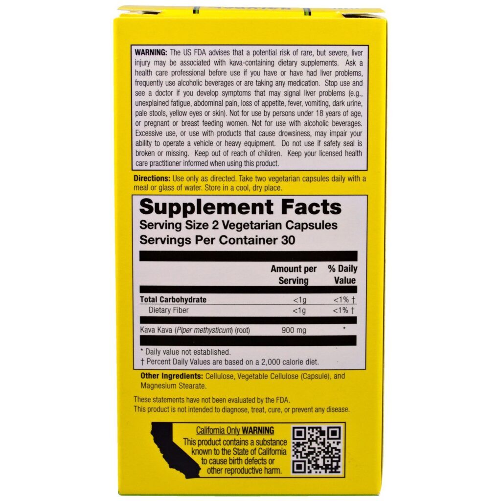 Natural Balance, Kava Kava White Root, 450 mg, 60 Vegetarian Capsules - Imagem 2