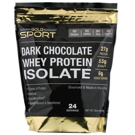 California Gold Nutrition, Isolado Proteico de Soro, Chocolate Meio Amargo, 908 g (2 lbs)