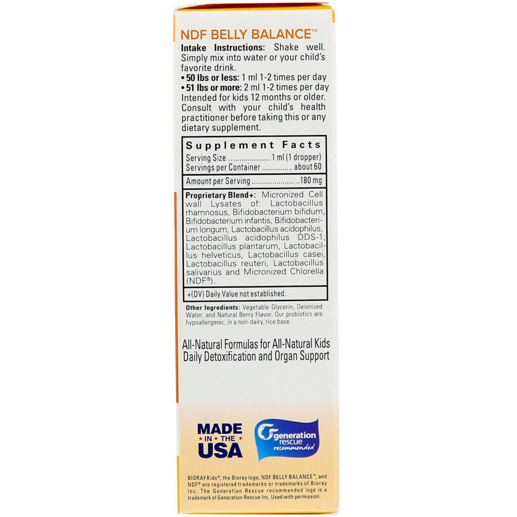 Bioray, Kids, NDF Belly Balance, Mistura de Probióticos de 11 Cepas, Sabor Frutas Silvestres, 60 ml (2 fl oz) - Imagem 3