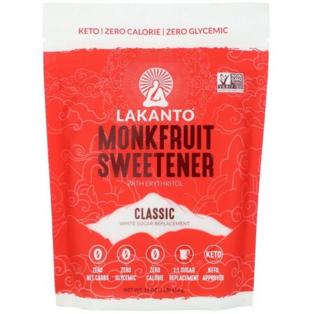 Lakanto, Adoçante de Fruta-dos-Monges com Eritritol, Clássico, 454 g (1 lb)