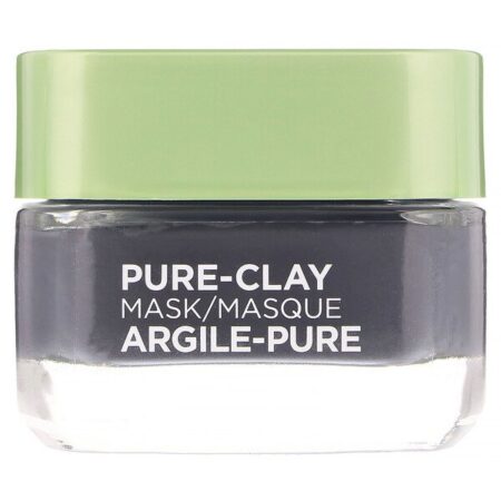 L'Oreal, Máscara de argila Pure-Clay, Detox & Brighten, 3 tipos de argila + carvão vegetal, 48 g