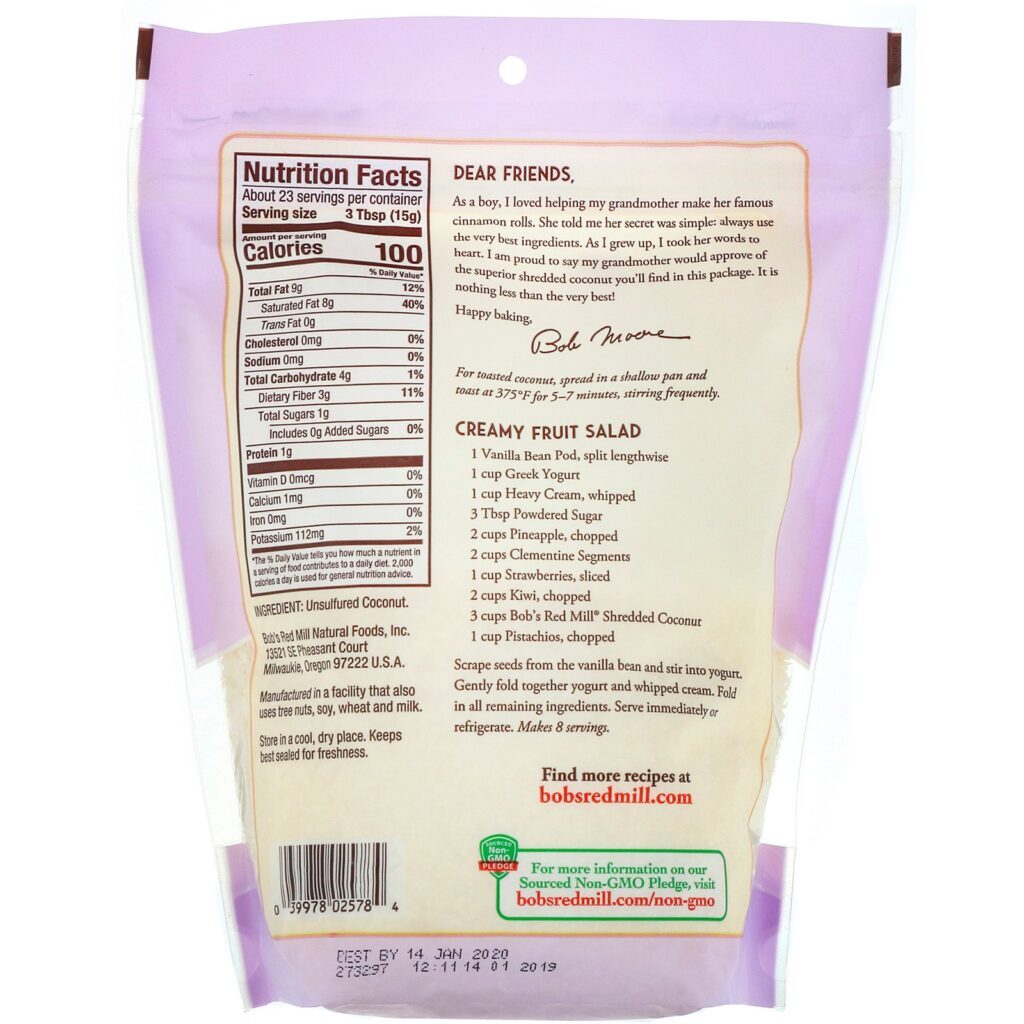Bob's Red Mill, Coco Ralado, Sem Açúcar, 12 oz (340 g) - Imagem 2