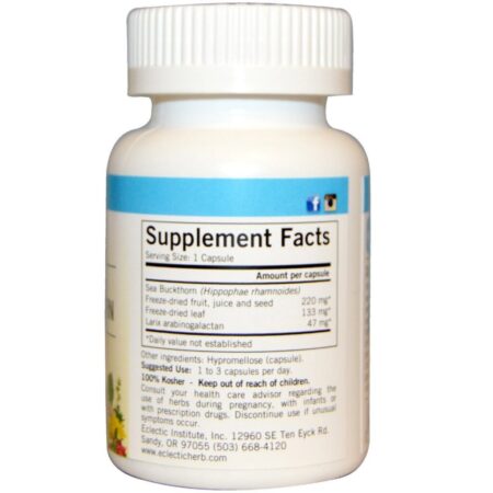 Eclectic Institute, Sea Buckthorn, 400 mg, 90 Non-GMO Veg Caps - Imagem 2