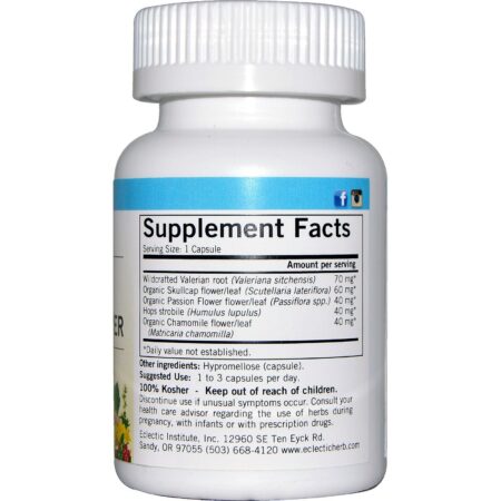 Eclectic Institute, Valeriana e Maracujá, 250 mg, 90 cápsulas vegetarianas não OGM - Image 2