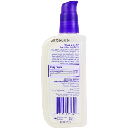 Clean & Clear, Hidratante de Ação Dual, Ácido Salicílico, Medicação contra Acne, 4 oz fl (118 ml) - Image 2