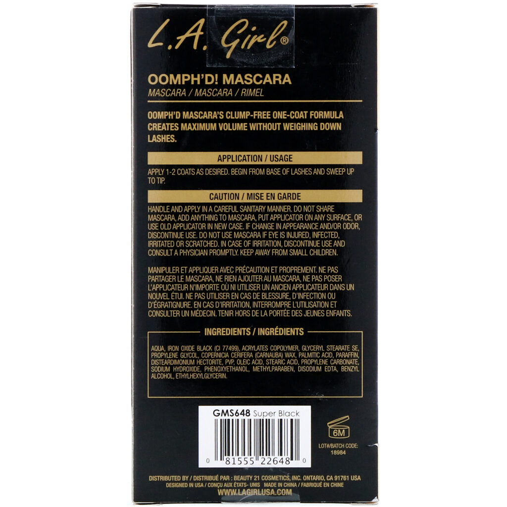 L.A. Girl, Máscara para cílios Oomph’d, Super Black, 8 ml - Imagem 3