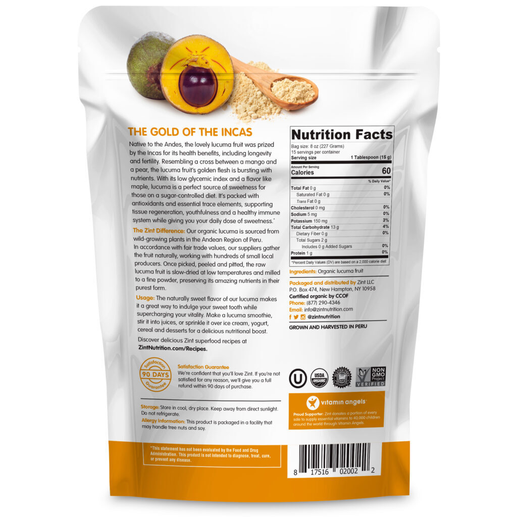 Zint, Lúcuma Crua Orgânica em Pó, 227 g - Imagem 2