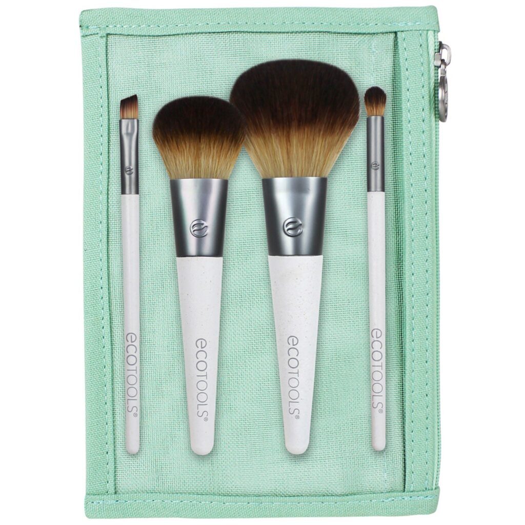 EcoTools, Kit de Pincéis para Viagem, Kit de 4 Unidades e Estojo com Dois Bolsos - Imagem 2