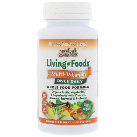 Country Farms, Living Foods, Multivitamínico Diário, 60 Comprimidos Vegetarianos - Image 3